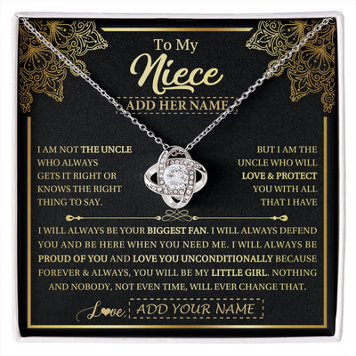 Love Knot Necklace 14K White Gold Finish | 1 | Personalized To My Niece Necklace From Uncle Your Biggest Fan Birthday Gifts For Niece Gifts Graduation Christmas Jewelry Customized Gift Box Message Card | siriusteestore.myshopify