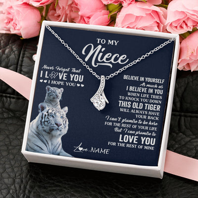 Alluring Beauty Necklace 14K White Gold Finish | 2 | Personalized To My Niece Necklace Gift From Aunt Uncle This Old Tiger Love You Niece Birthday Graduation Christmas Custom Customized Gift Box Message Card | siriusteestore.myshopify
