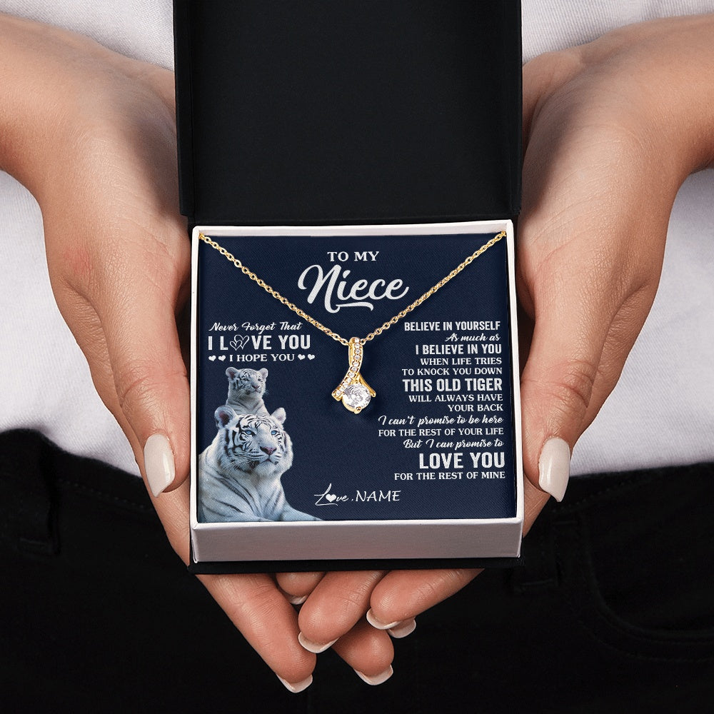 Alluring Beauty Necklace 18K Yellow Gold Finish | 2 | Personalized To My Niece Necklace Gift From Aunt Uncle This Old Tiger Love You Niece Birthday Graduation Christmas Custom Customized Gift Box Message Card | siriusteestore.myshopify