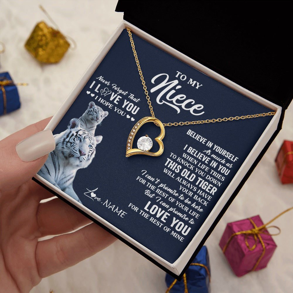 Forever Love Necklace 18K Yellow Gold Finish | 2 | Personalized To My Niece Necklace Gift From Aunt Uncle This Old Tiger Love You Niece Birthday Graduation Christmas Custom Customized Gift Box Message Card | siriusteestore.myshopify
