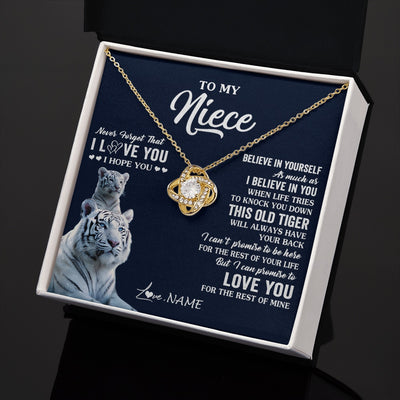 Love Knot Necklace 18K Yellow Gold Finish | 2 | Personalized To My Niece Necklace Gift From Aunt Uncle This Old Tiger Love You Niece Birthday Graduation Christmas Custom Customized Gift Box Message Card | siriusteestore.myshopify