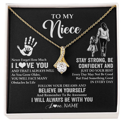 Alluring Beauty Necklace 18K Yellow Gold Finish | 1 | Personalized To My Niece Necklace I Love You Forever From Aunt Auntie Niece Birthday Gifts Christmas Thanksgiving Graduation Customized Gift Box Message Card | siriusteestore