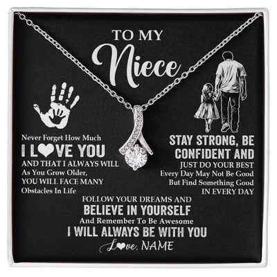 Alluring Beauty Necklace 14K White Gold Finish | 1 | Personalized To My Niece Necklace I Love You Forever From Uncle Niece Birthday Gifts Christmas Thanksgiving Graduation Customized Gift Box Message Card | siriusteestore