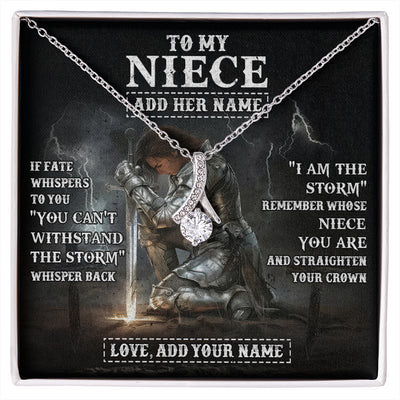 Alluring Beauty Necklace 14K White Gold Finish | 1 | Personalized To My Niece Necklace Women Warrior Knights Templar I Am The Storm Best Niece Birthday Gifts Graduation Christmas Customized Gift Box Message Card | siriusteestore