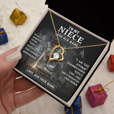 Forever Love Necklace 18K Yellow Gold Finish | 2 | Personalized To My Niece Necklace Women Warrior Knights Templar I Am The Storm Best Niece Birthday Gifts Graduation Christmas Customized Gift Box Message Card | siriusteestore