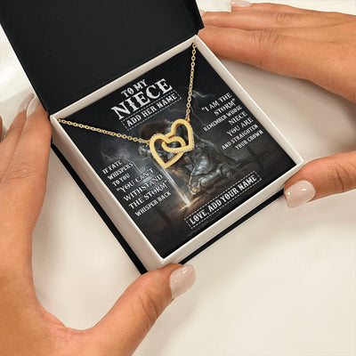 Interlocking Hearts Necklace 18K Yellow Gold Finish | 2 | Personalized To My Niece Necklace Women Warrior Knights Templar I Am The Storm Best Niece Birthday Gifts Graduation Christmas Customized Gift Box Message Card | siriusteestore