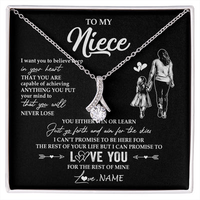 Alluring Beauty Necklace 14K White Gold Finish | 1 | Personalized To My Niece Necklace You Will Never Lose From Aunt Auntie Niece Birthday Gifts Graduation Christmas Customized Gift Box Message Card | siriusteestore