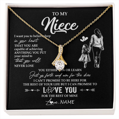 Alluring Beauty Necklace 18K Yellow Gold Finish | 1 | Personalized To My Niece Necklace You Will Never Lose From Aunt Auntie Niece Birthday Gifts Graduation Christmas Customized Gift Box Message Card | siriusteestore