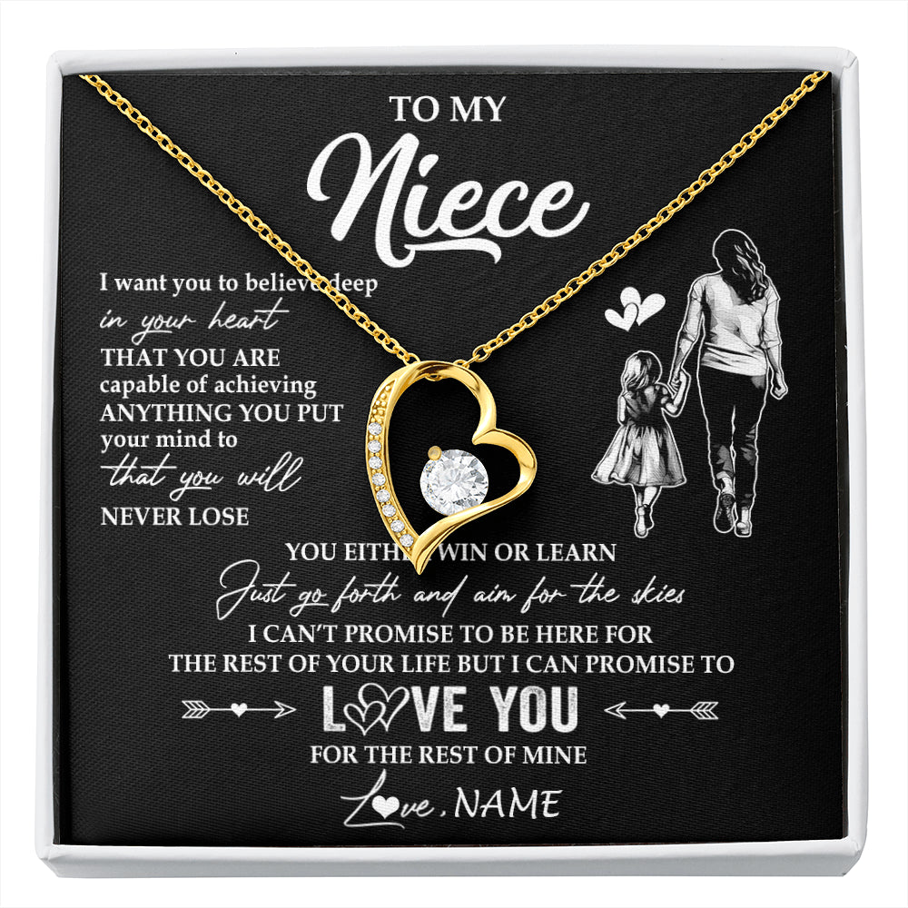 Forever Love Necklace 18K Yellow Gold Finish | 1 | Personalized To My Niece Necklace You Will Never Lose From Aunt Auntie Niece Birthday Gifts Graduation Christmas Customized Gift Box Message Card | siriusteestore