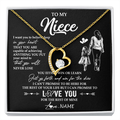 Forever Love Necklace 18K Yellow Gold Finish | 1 | Personalized To My Niece Necklace You Will Never Lose From Aunt Auntie Niece Birthday Gifts Graduation Christmas Customized Gift Box Message Card | siriusteestore