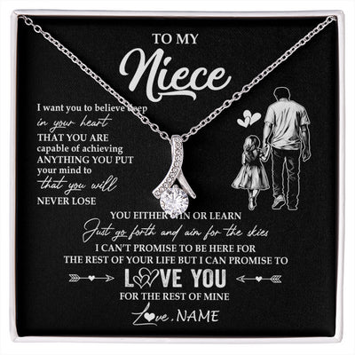Alluring Beauty Necklace 14K White Gold Finish | 1 | Personalized To My Niece Necklace You Will Never Lose From Uncle Niece Birthday Gifts Graduation Christmas Customized Gift Box Message Card | siriusteestore