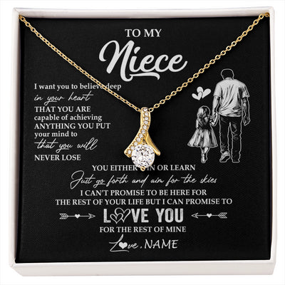 Alluring Beauty Necklace 18K Yellow Gold Finish | 1 | Personalized To My Niece Necklace You Will Never Lose From Uncle Niece Birthday Gifts Graduation Christmas Customized Gift Box Message Card | siriusteestore