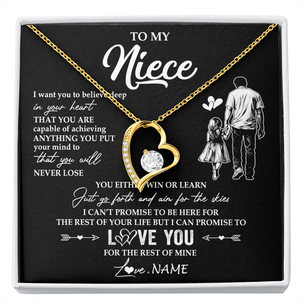 Forever Love Necklace 18K Yellow Gold Finish | 1 | Personalized To My Niece Necklace You Will Never Lose From Uncle Niece Birthday Gifts Graduation Christmas Customized Gift Box Message Card | siriusteestore