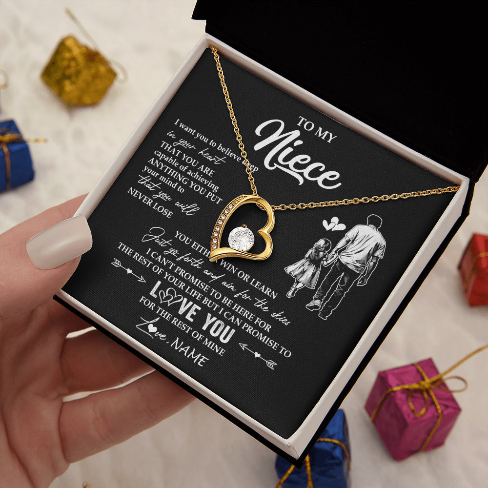 Forever Love Necklace 18K Yellow Gold Finish | 2 | Personalized To My Niece Necklace You Will Never Lose From Uncle Niece Birthday Gifts Graduation Christmas Customized Gift Box Message Card | siriusteestore