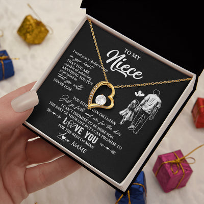 Forever Love Necklace 18K Yellow Gold Finish | 2 | Personalized To My Niece Necklace You Will Never Lose From Uncle Niece Birthday Gifts Graduation Christmas Customized Gift Box Message Card | siriusteestore