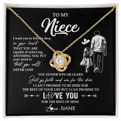 Love Knot Necklace 18K Yellow Gold Finish | 1 | Personalized To My Niece Necklace You Will Never Lose From Uncle Niece Birthday Gifts Graduation Christmas Customized Gift Box Message Card | siriusteestore