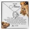 Forever Love Necklace 14K White Gold Finish | 1 | Personalized To My Niece Necklace from Uncle Never Forget I Love You Lion Jewelry Niece Birthday Graduation Christmas Customized Message Card | siriusteestore
