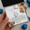 Forever Love Necklace 14K White Gold Finish | 2 | Personalized To My Niece Necklace from Uncle Never Forget I Love You Lion Jewelry Niece Birthday Graduation Christmas Customized Message Card | siriusteestore