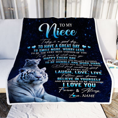 Personalized To My Niece Tiger Blanket From Aunt Uncle Today Is A Good Day Niece Gifts Birthday Graduation Christmas Customized Bed Fleece Throw Blanket | siriusteestore