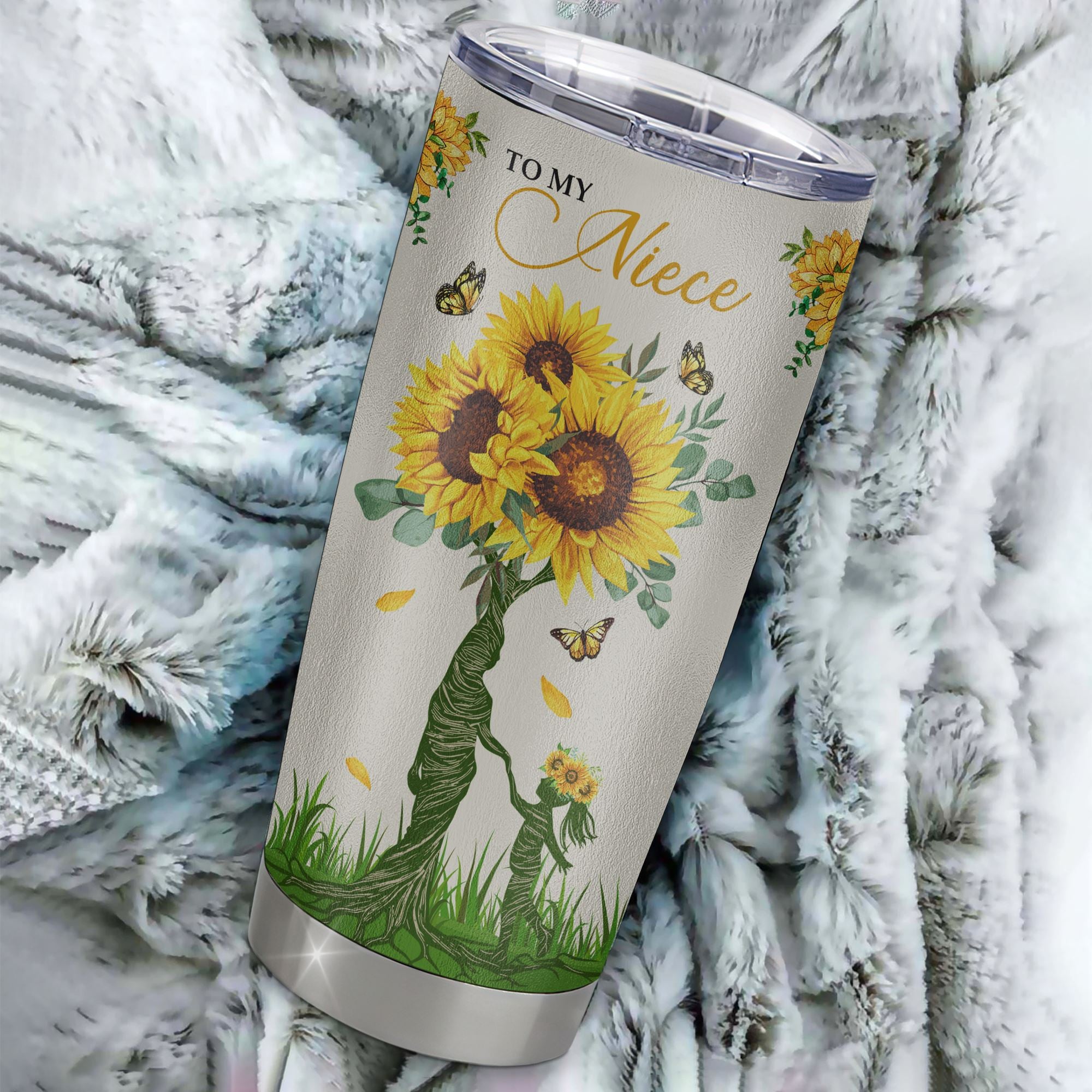 Personalized To My Niece Tumbler From Aunt Auntie Stainless Steel Cup Never Forget That I Love You Sunflower Niece Birthday Graduation Christmas Travel Mug | siriusteestore