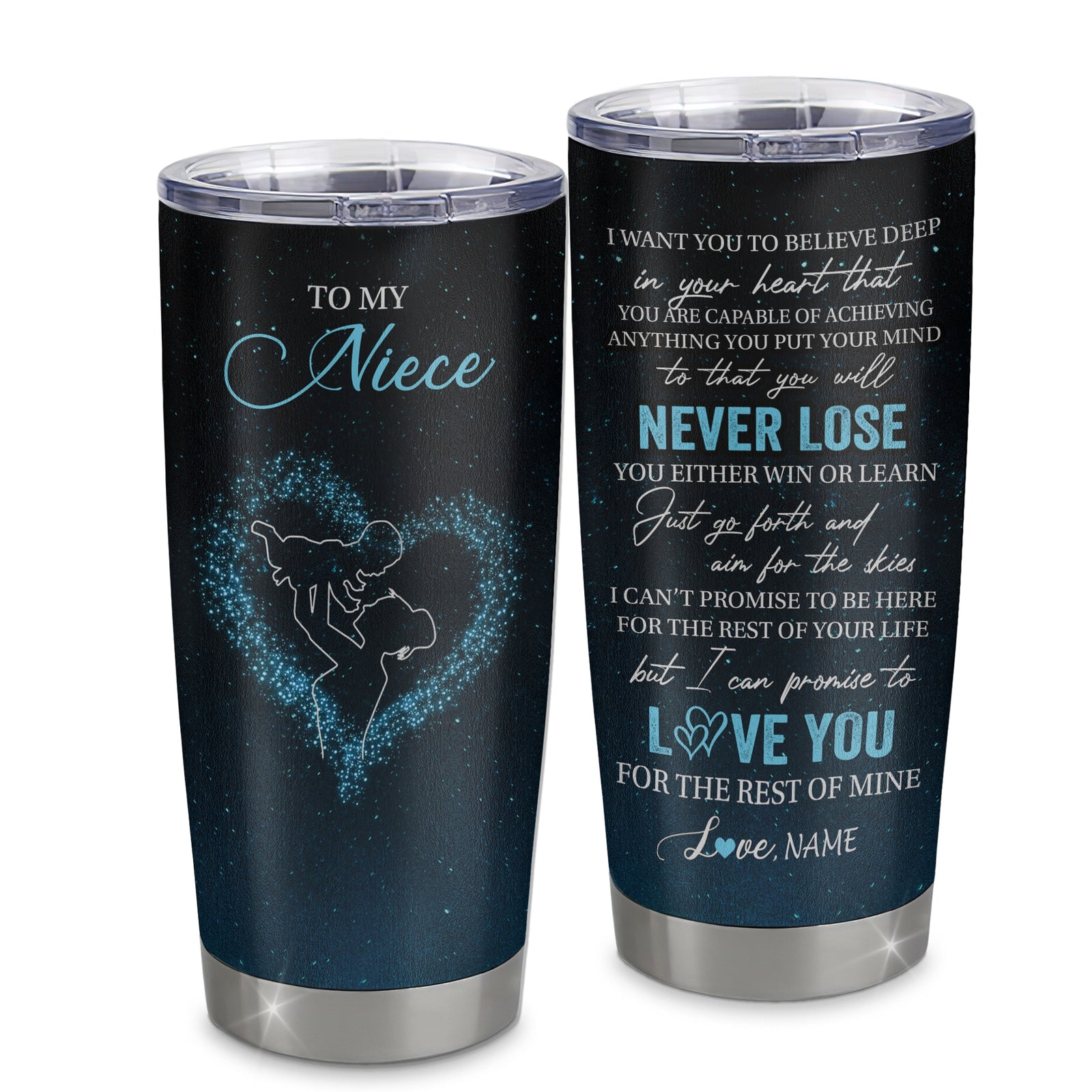 Personalized To My Niece Tumbler From Aunt Auntie Stainless Steel Cup Promise To Love You Niece Birthday Graduation Christmas Travel Mug | siriusteestore