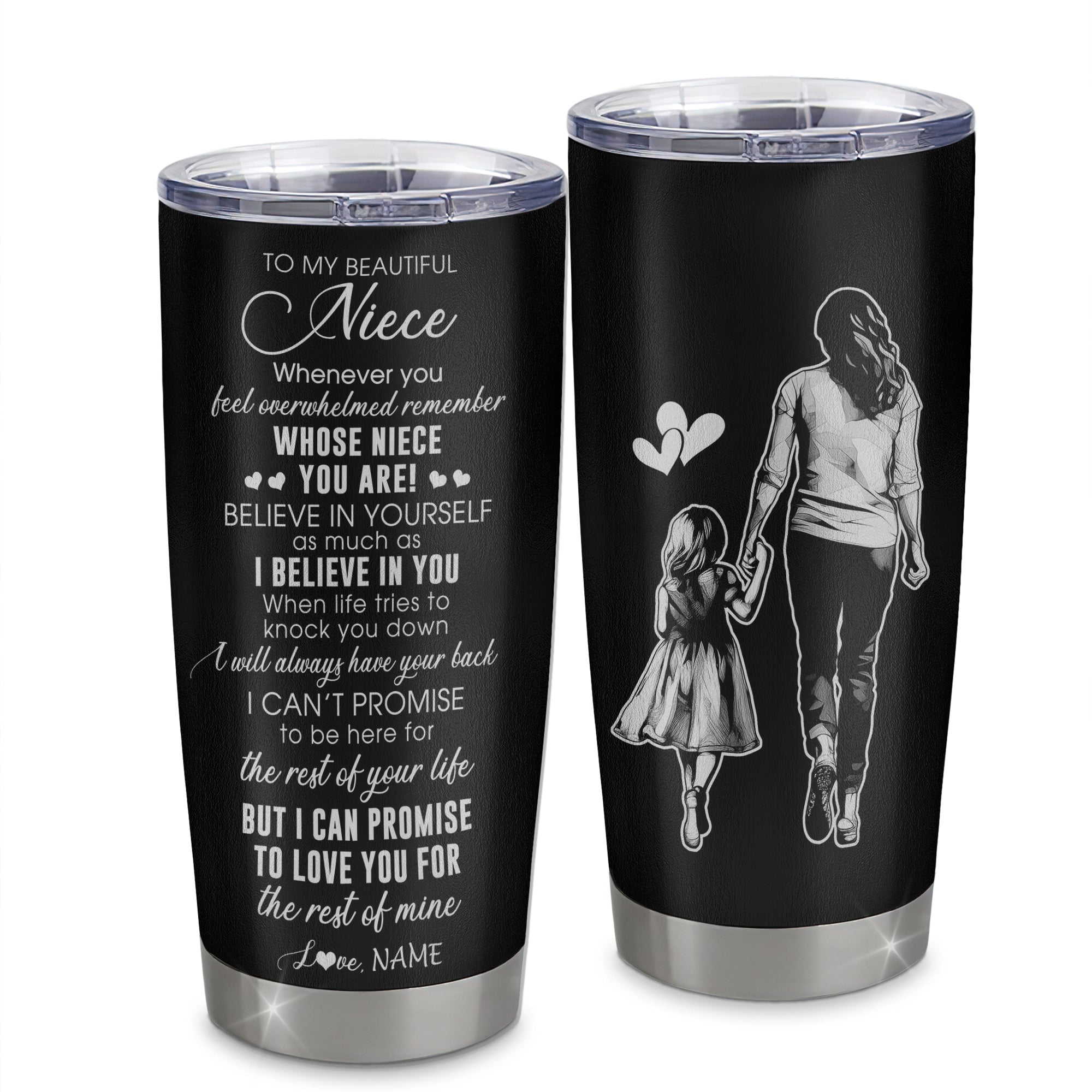 Personalized To My Niece Tumbler From Aunt Auntie Stainless Steel Cup Whenever You Feel Overwhelmed Niece Birthday Graduation Christmas Travel Mug | siriusteestore