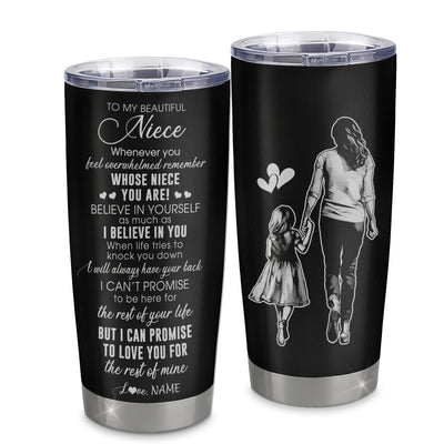 Personalized To My Niece Tumbler From Aunt Auntie Stainless Steel Cup Whenever You Feel Overwhelmed Niece Birthday Graduation Christmas Travel Mug | siriusteestore