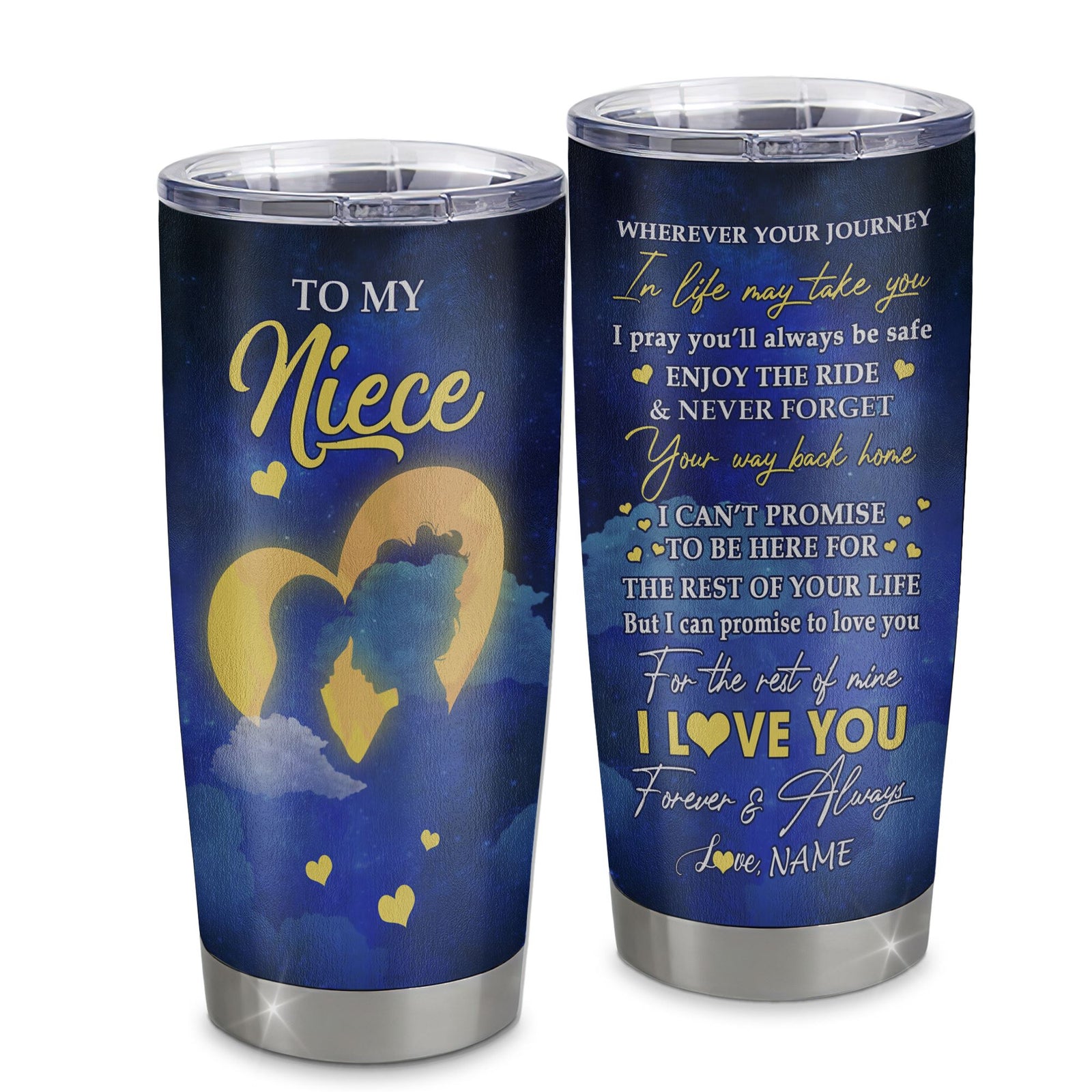 Personalized To My Niece Tumbler From Aunt Auntie Stainless Steel Cup Wherever Your Journey Niece Birthday Gifts Graduation Christmas Custom Travel Mug | siriusteestore