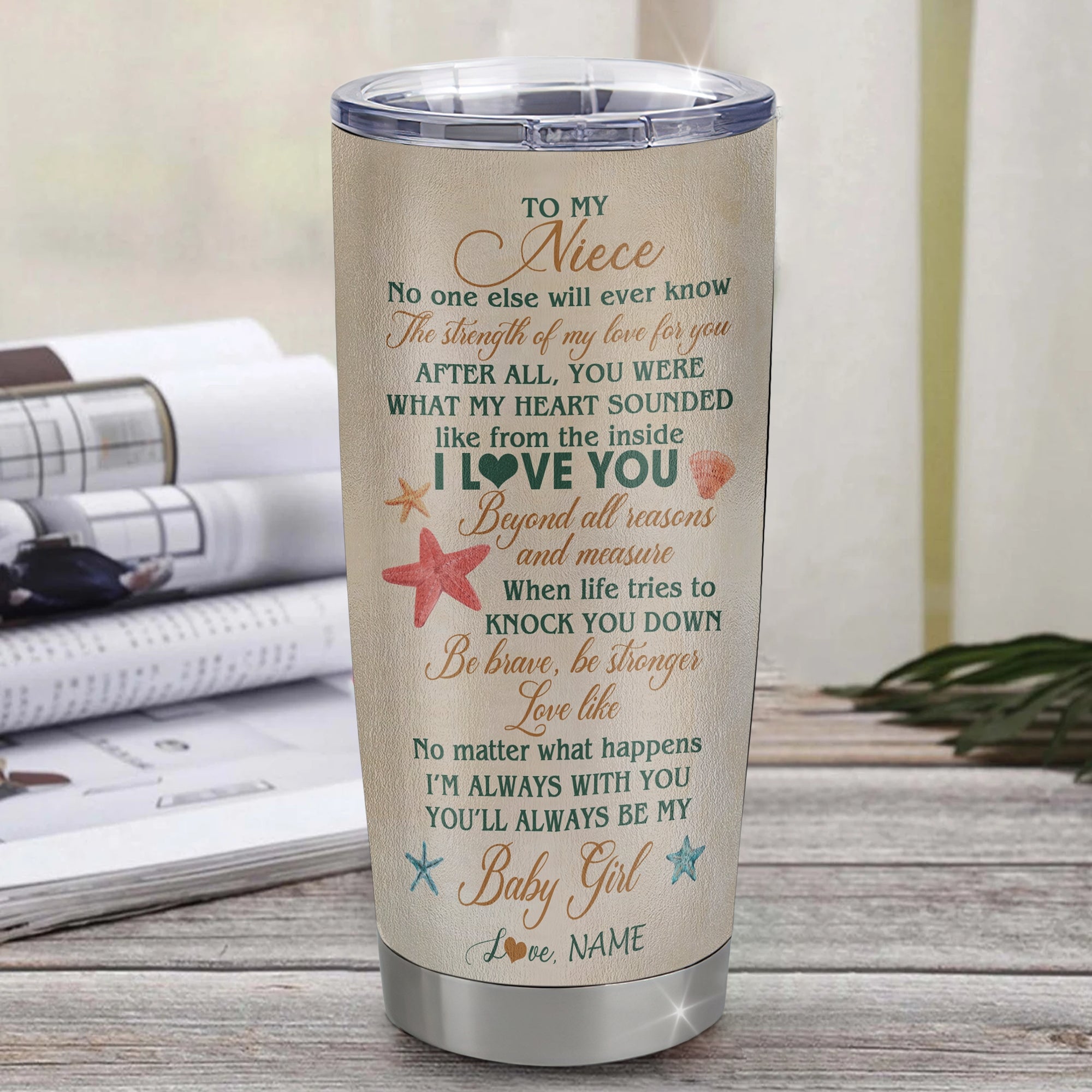 Personalized To My Niece Tumbler From Aunt Auntie Uncle Stainless Steel Cup Turtle Laugh Love Live I Love You Niece Birthday Graduation Christmas Travel Mug | siriusteestore