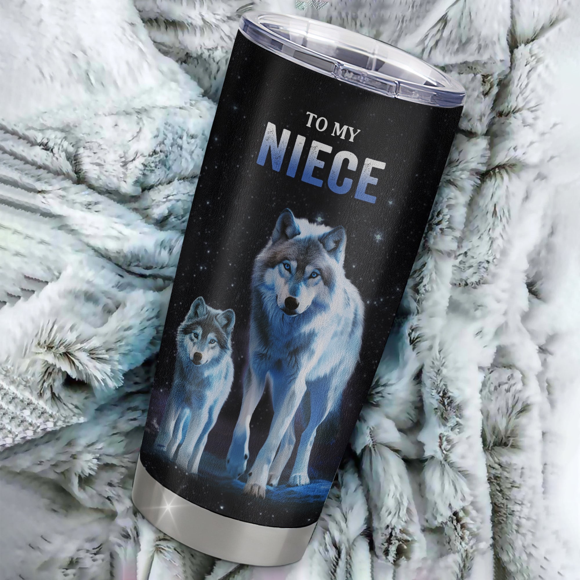 Personalized To My Niece Tumbler From Aunt Auntie Uncle Stainless Steel Cup Whenever You Feel Wolf Niece Birthday Gifts Graduation Christmas Custom Travel Mug | siriusteestore