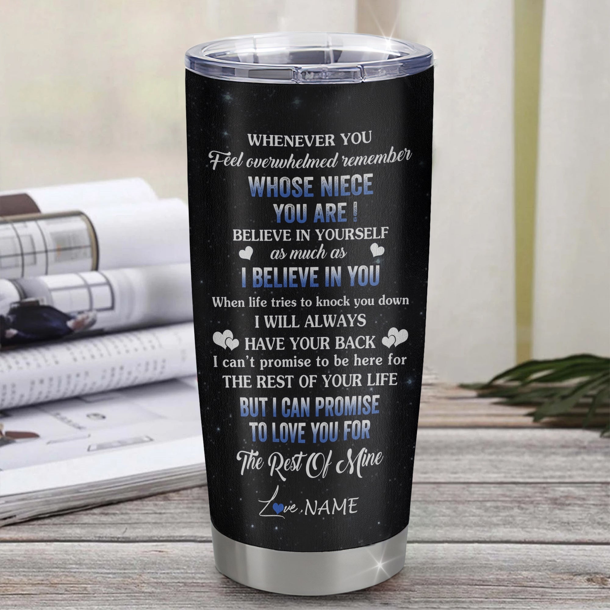 Personalized To My Niece Tumbler From Aunt Auntie Uncle Stainless Steel Cup Whenever You Feel Wolf Niece Birthday Gifts Graduation Christmas Custom Travel Mug | siriusteestore