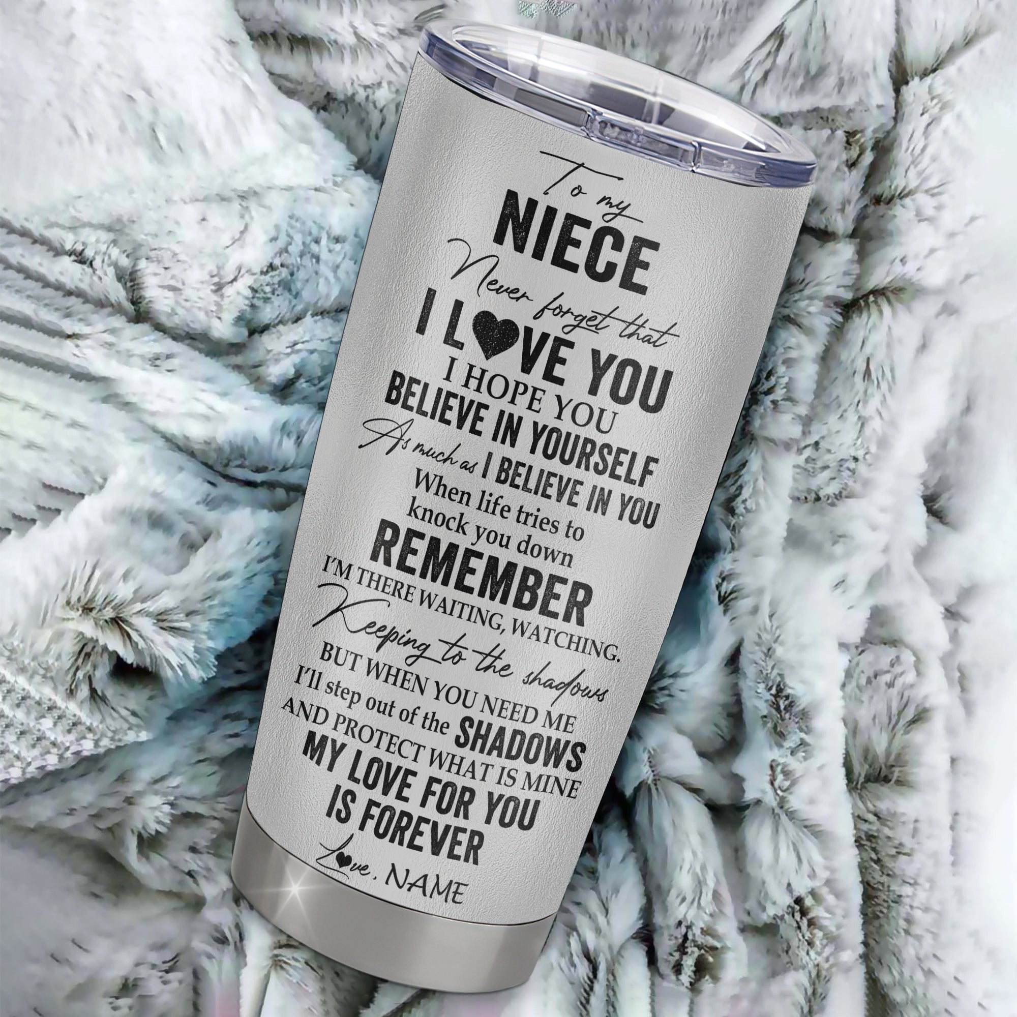 Personalized To My Niece Tumbler From Aunt Auntie Uncle Stainless Steel Cup Wolf My Love For You Is Forever Niece Birthday Graduation Christmas Travel Mug | siriusteestore