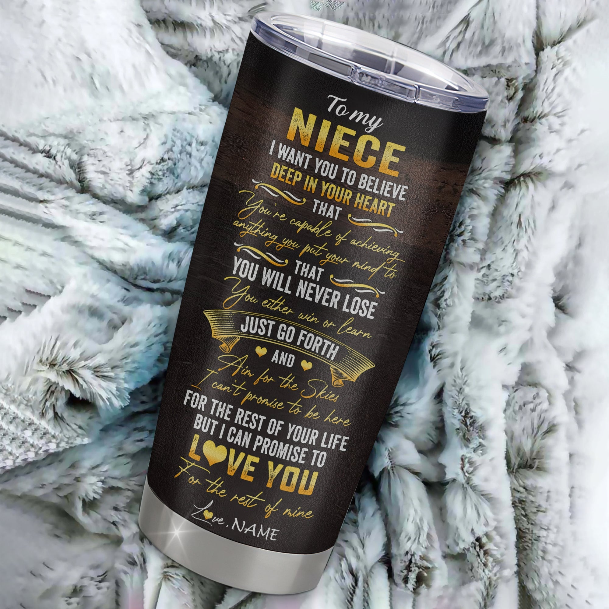 Personalized To My Niece Tumbler From Aunt Uncle Auntie Stainless Steel Cup Believe Deep In Your Heart Lion Niece Birthday Graduation Christmas Travel Mug | siriusteestore