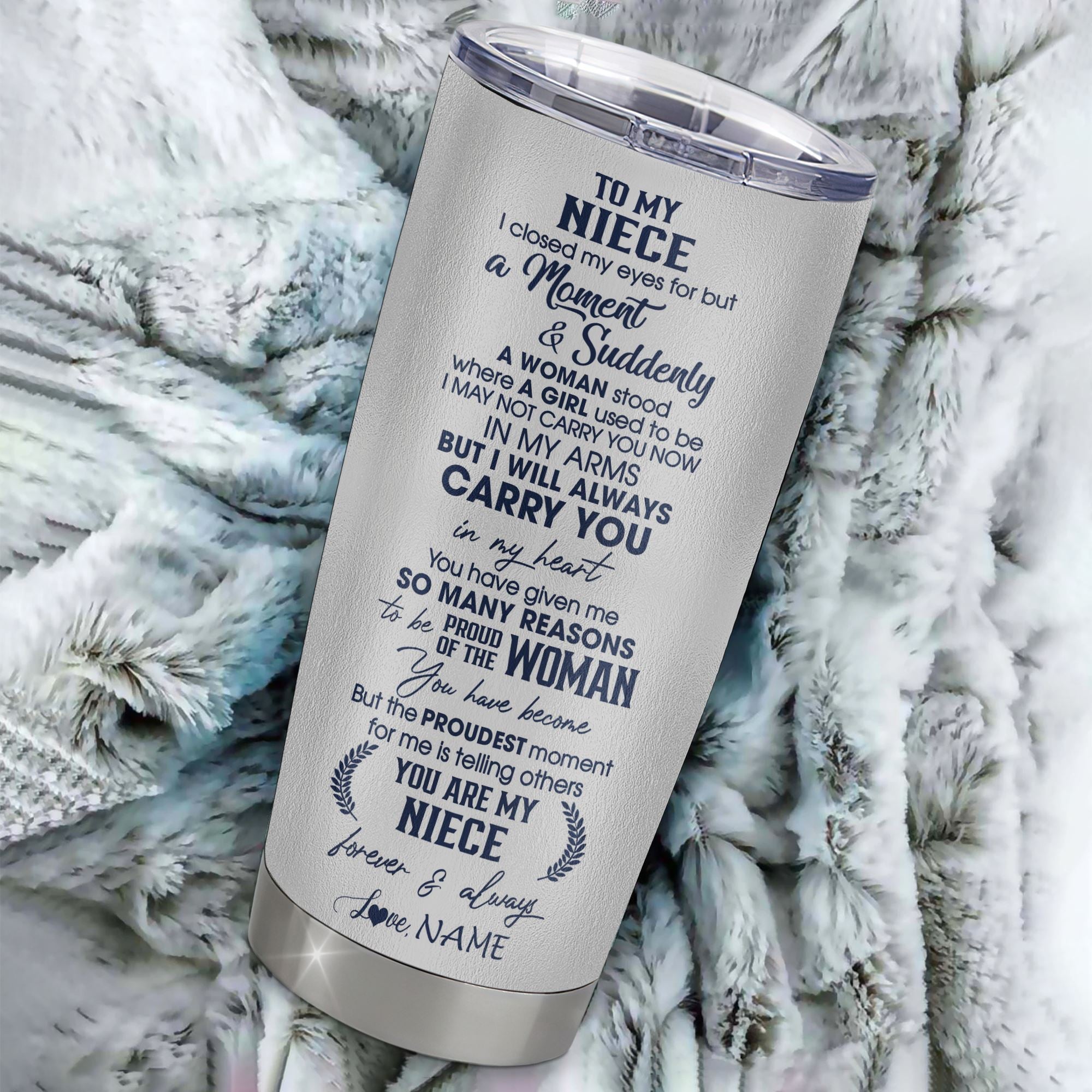 Personalized To My Niece Tumbler From Aunt Uncle Auntie Stainless Steel Cup I Close My Eyes Wolf Niece Birthday Gifts Graduation Christmas Custom Travel Mug | siriusteestore