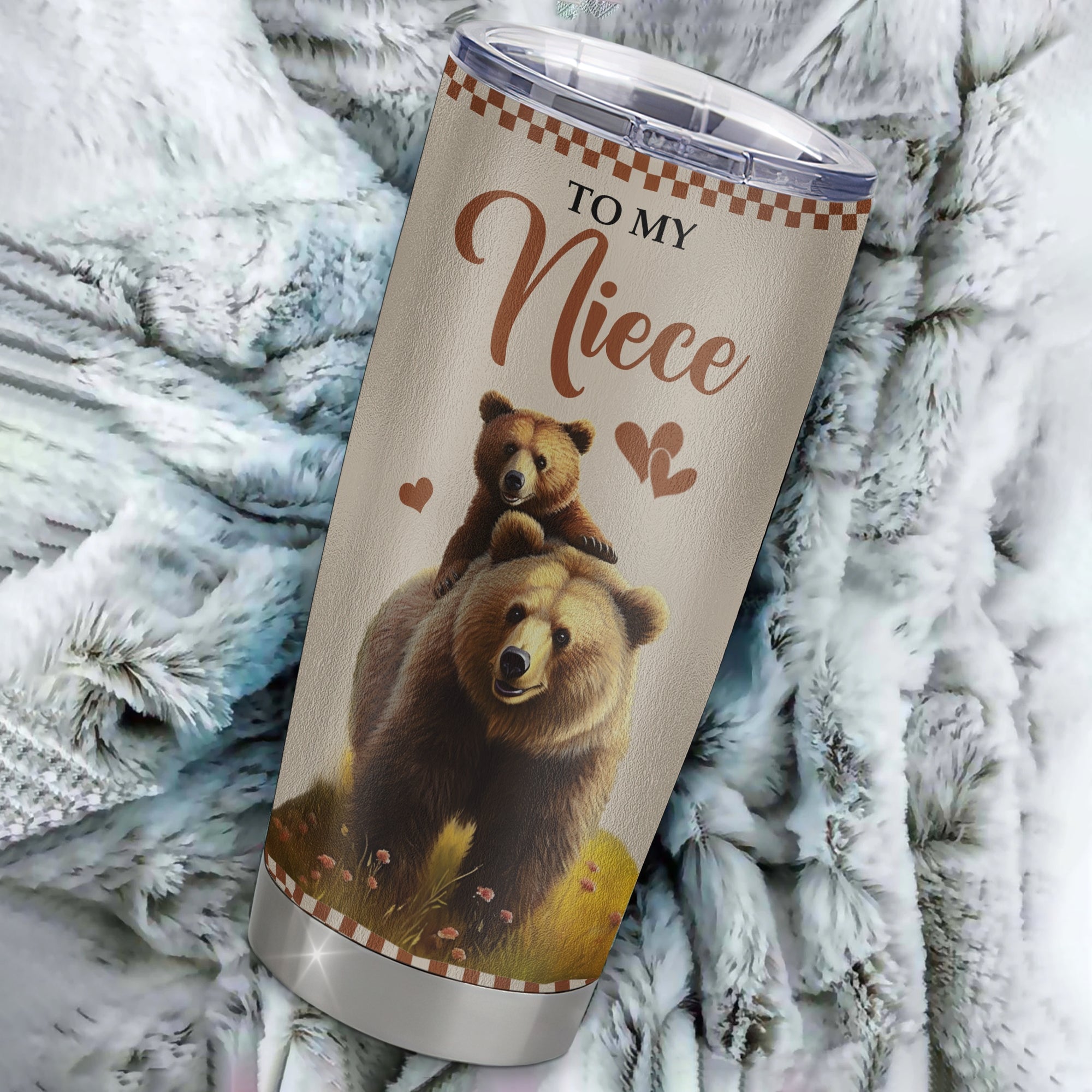 Personalized To My Niece Tumbler From Aunt Uncle Auntie Stainless Steel Cup This Old Bear Love You Niece Birthday Gifts Graduation Christmas Custom Travel Mug | siriusteestore