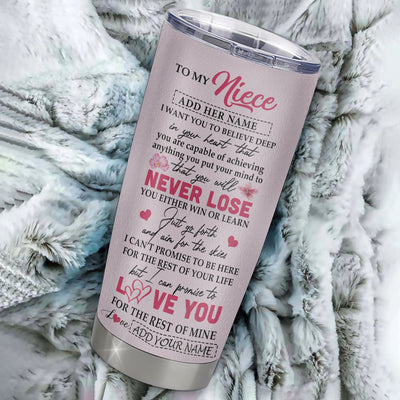 Personalized To My Niece Tumbler From Aunt Uncle Auntie You Will Never Lose Butterfly Niece Birthday Gifts Graduation Christmas Custom Stainless Steel Cup Travel Mug | siriusteestore