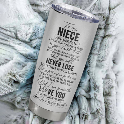 Personalized To My Niece Tumbler From Aunt Uncle Auntie You Will Never Lose Eagle Niece Birthday Gifts Graduation Christmas Custom Stainless Steel Cup Travel Mug | siriusteestore