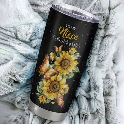 Personalized To My Niece Tumbler From Aunt Uncle Auntie You Will Never Lose Sunflower Niece Birthday Gifts Graduation Christmas Custom Stainless Steel Cup Travel Mug | siriusteestore