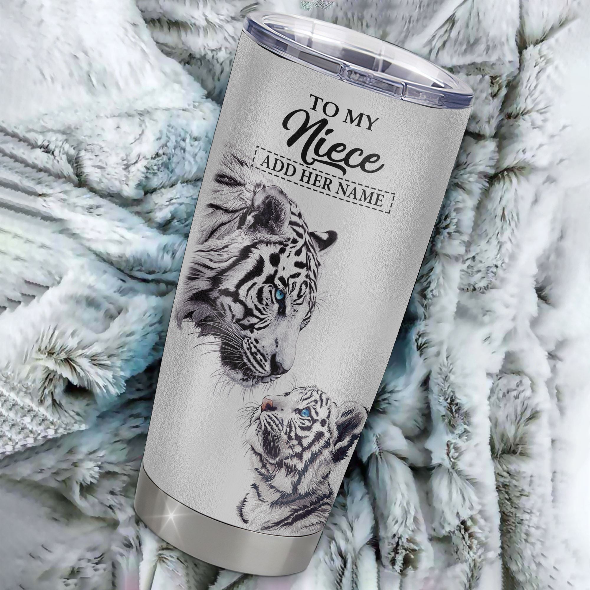 Personalized To My Niece Tumbler From Aunt Uncle Auntie You Will Never Lose White Tiger Niece Birthday Gifts Graduation Christmas Custom Stainless Steel Cup Travel Mug | siriusteestore