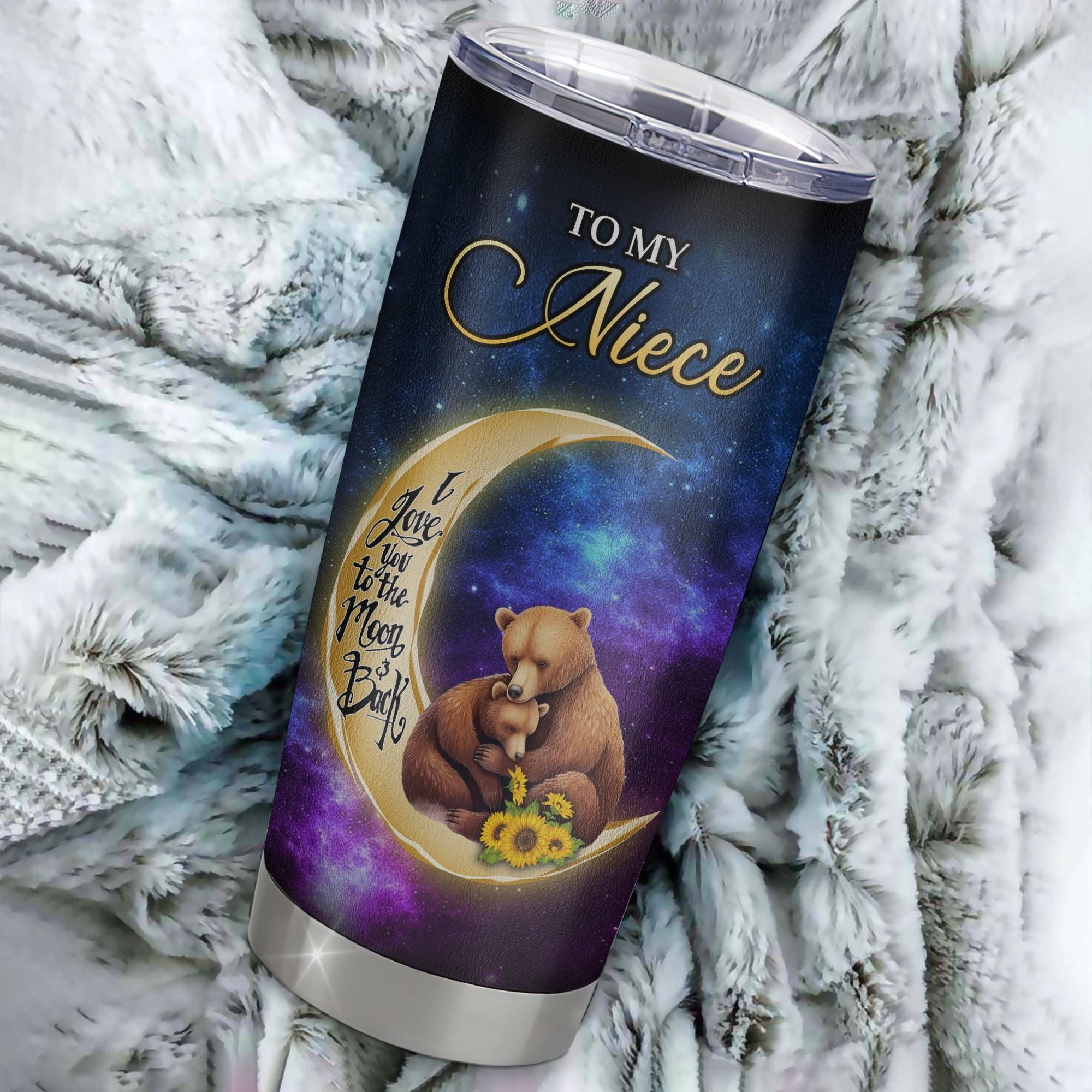 Personalized To My Niece Tumbler From Aunt Uncle Positive Energy Encourage Brave Little Bear Niece Birthday Gifts Graduation Christmas Custom Travel Mug | siriusteestore
