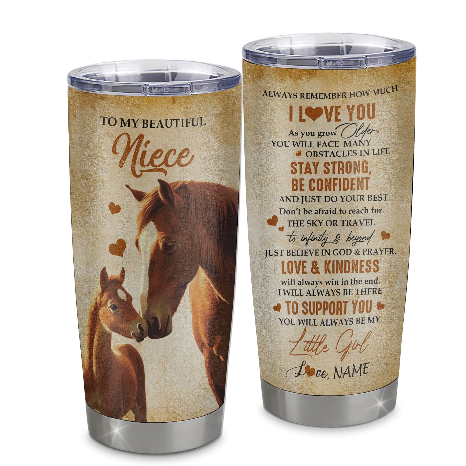 Personalized To My Niece Tumbler From Aunt Uncle Stainless Steel Cup Always Remember I Love You Horse Niece Birthday Gifts Graduation Christmas Custom Travel Mug | siriusteestore