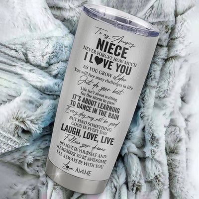 Personalized To My Niece Tumbler From Aunt Uncle Stainless Steel Cup Just Do You Best Laugh Love Live Wolf Niece Birthday Graduation Christmas Travel Mug | siriusteestore
