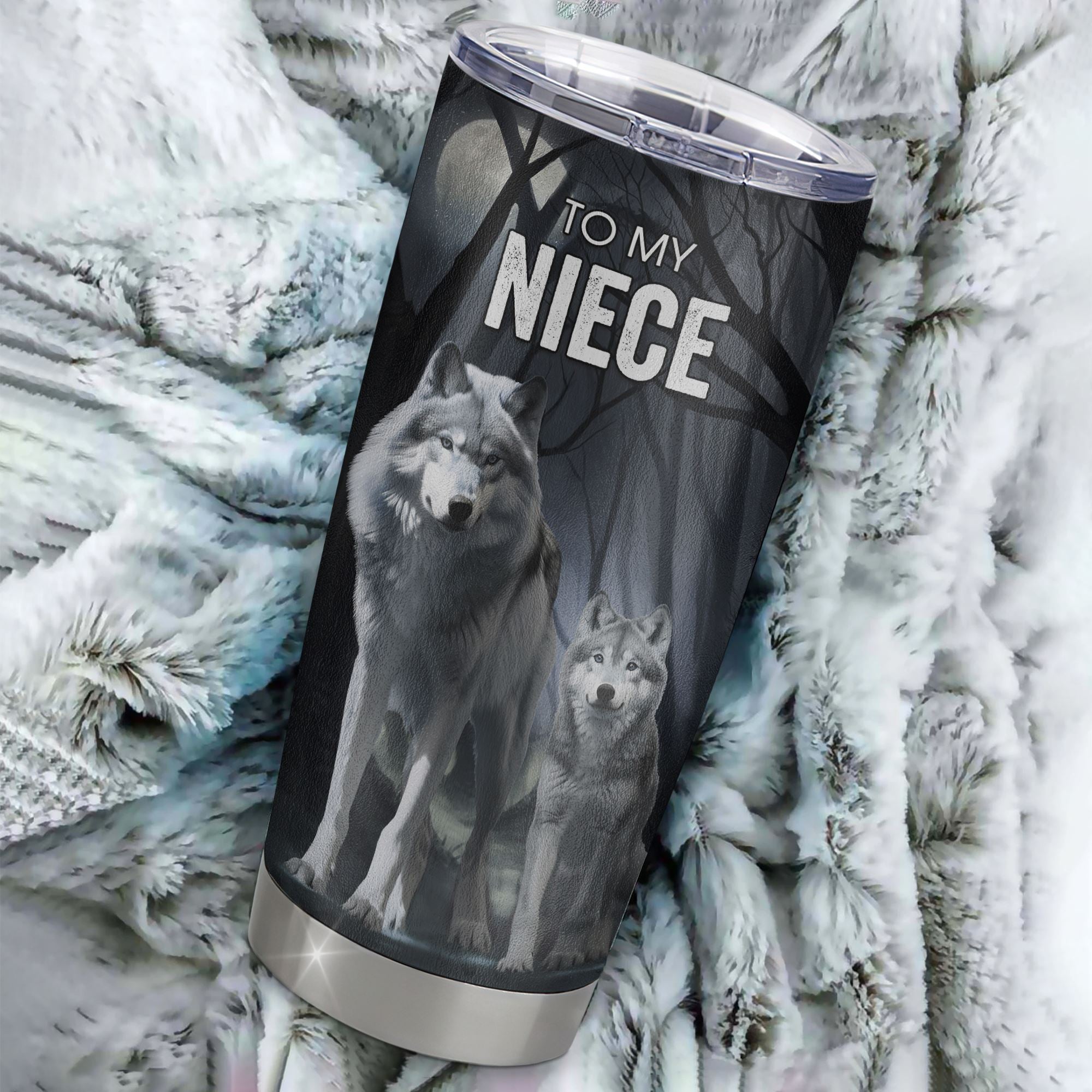 Personalized To My Niece Tumbler From Aunt Uncle Stainless Steel Cup Never Feel That You Are Alone Wolf Niece Birthday Gifts Graduation Christmas Custom Travel Mug | siriusteestore