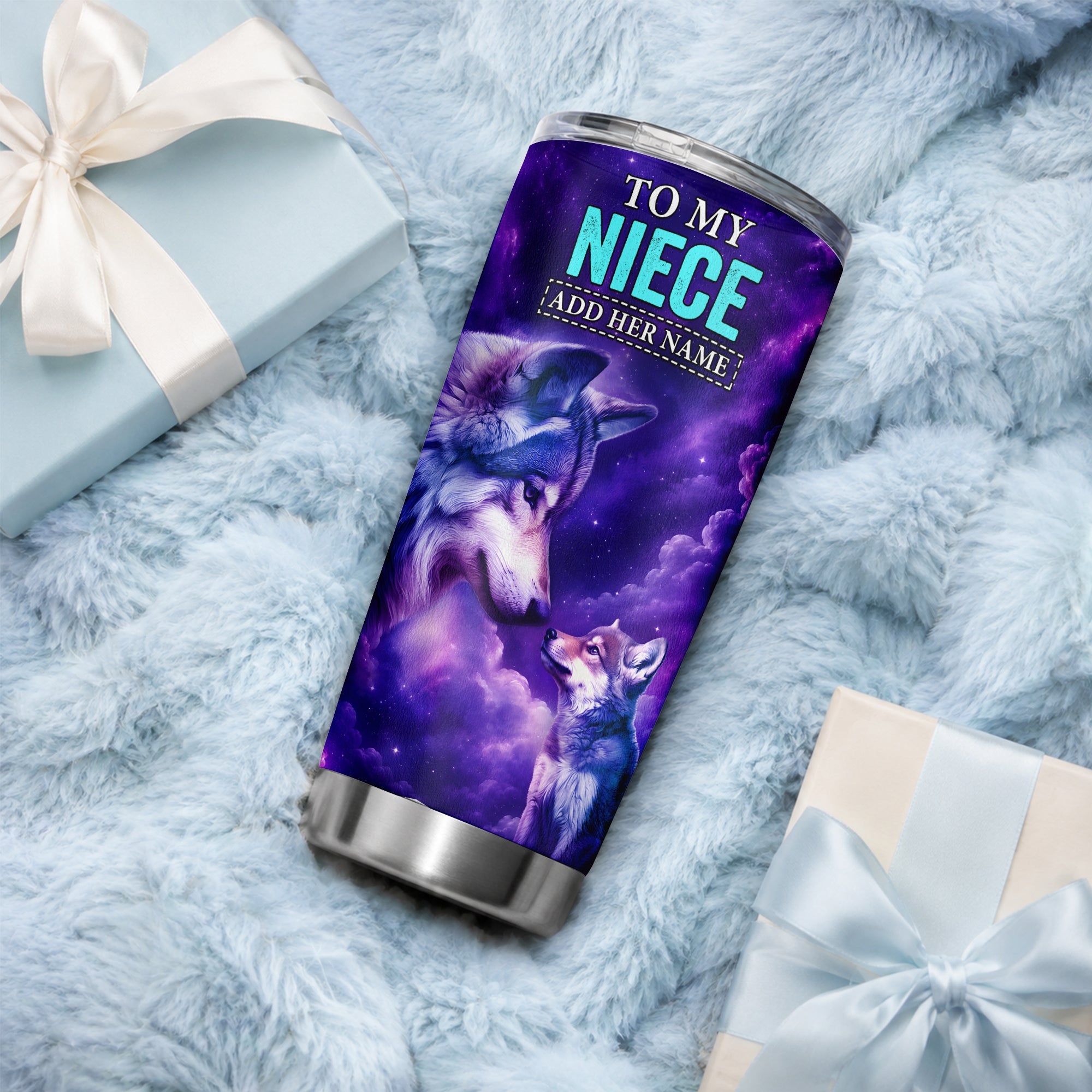 Personalized To My Niece Tumbler From Aunt Uncle Wolf Never Forget I Love You Niece Birthday Gifts Graduation Christmas Custom Stainless Steel Travel Mug | siriusteestore