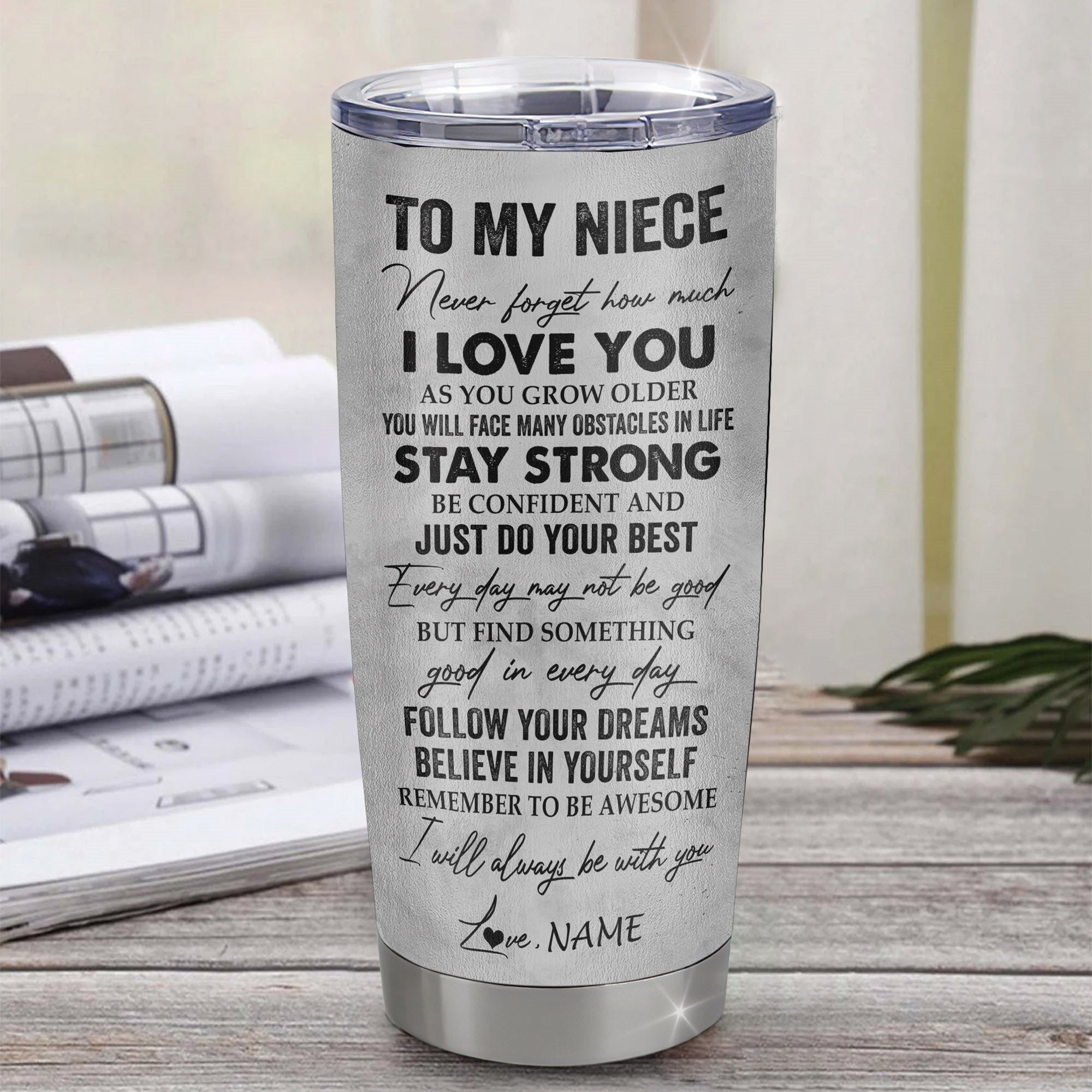 Personalized To My Niece Tumbler From Uncle Stainless Steel Cup I Love You With All My Heart Niece Birthday Graduation Christmas Travel Mug | siriusteestore