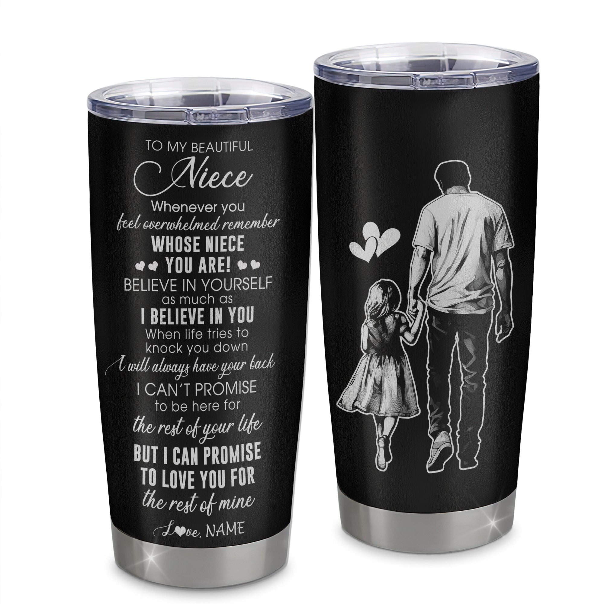 Personalized To My Niece Tumbler From Uncle Stainless Steel Cup Whenever You Feel Overwhelmed Niece Birthday Graduation Christmas Travel Mug | siriusteestore