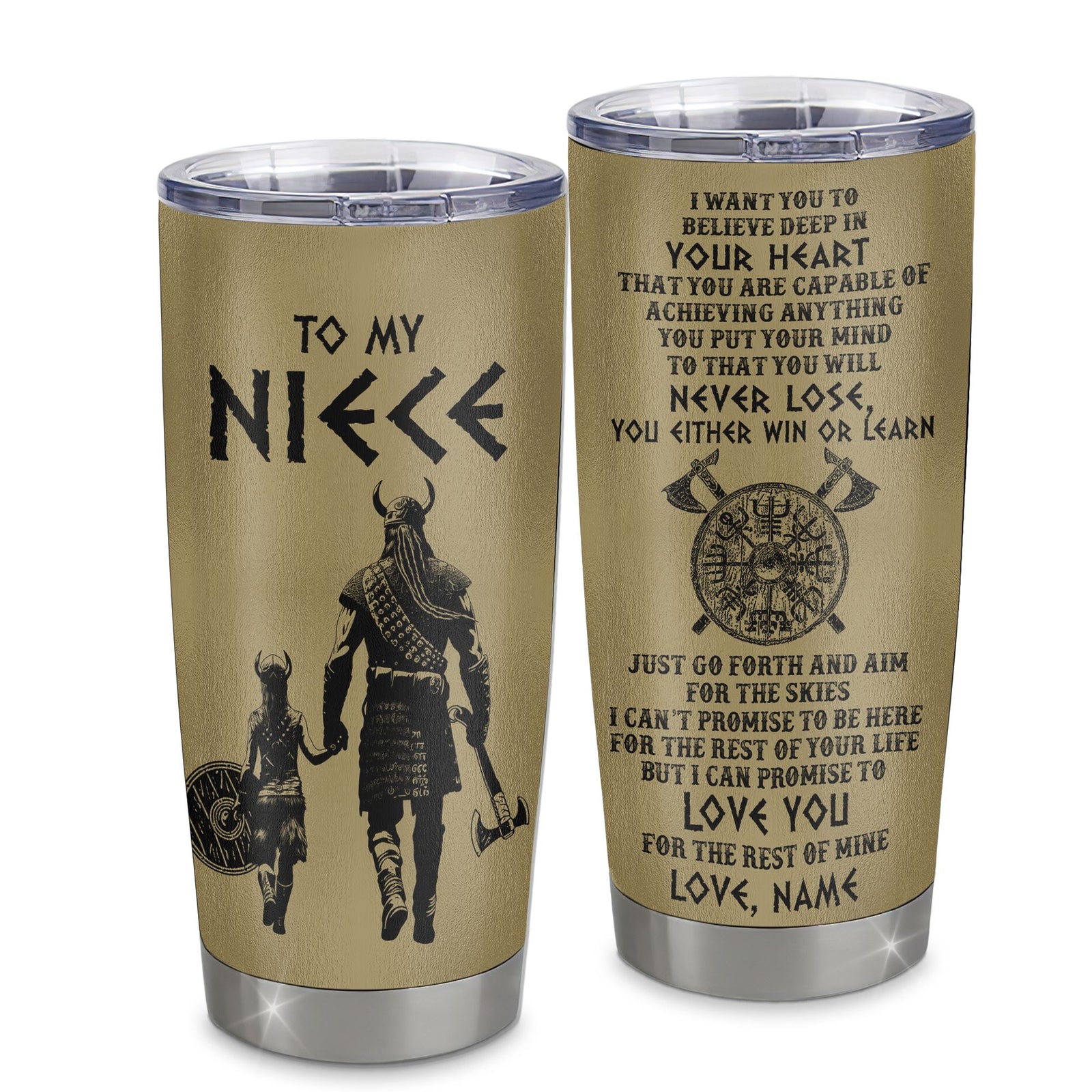 Personalized To My Niece Tumbler From Uncle Stainless Steel Cup You Will Never Lose Viking Niece Birthday Gifts Graduation Christmas Custom Travel Mug | siriusteestore