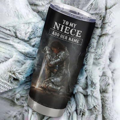 Personalized To My Niece Tumbler Women Warrior Knights Templar I Am The Storm Best Niece Birthday Gifts Graduation Christmas Custom Stainless Steel Cup Travel Mug | siriusteestore