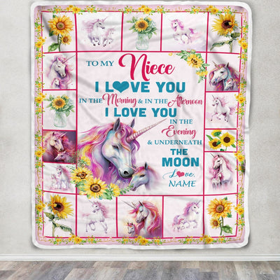 Personalized To My Niece Unicorn Blanket From Uncle Aunt Never Forget I Love You Niece Birthday Graduation Christmas Customized Bed Fleece Blanket | siriusteestore