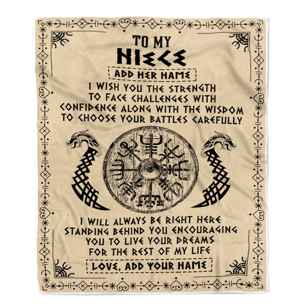 Personalized To My Niece Viking Blanket From Aunt Uncle I Wish You The Strength Scandinavian Norse Runes Viking For Women Birthday Gifts Fleece Blanket | siriusteestore